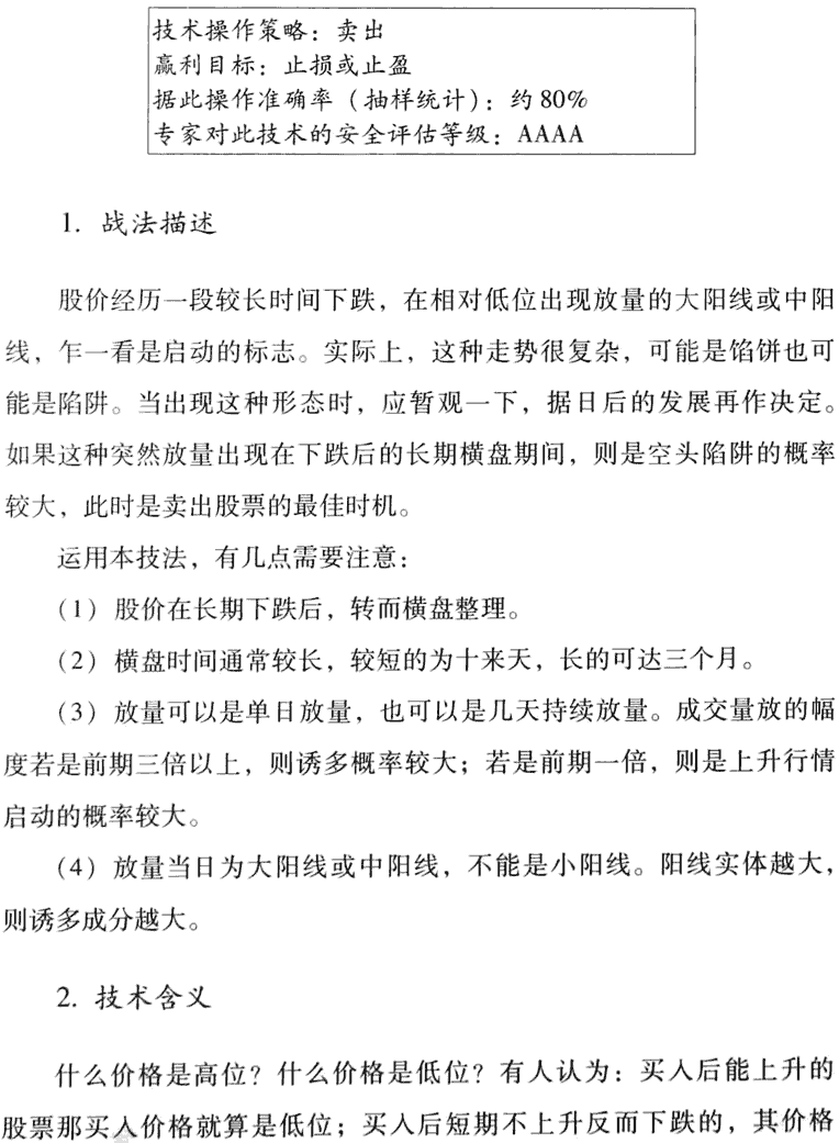 低位横盘放量卖出法